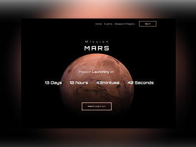 Day 14: Countdown Page Daily UI Challenge. Nasa Mars Countdown design