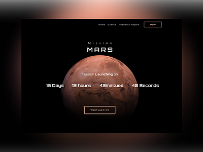 Day 14: Countdown Page Daily UI Challenge.  Nasa Mars Countdown