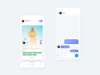 Dating App - Swiping and Chat Screen Concept android app android app design app chat concept dating app design icon ios ios app design minimal mobile ui ui design uiux ux