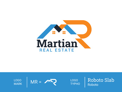 MR Letter Real Estate Logo blue brand branding clean flat graphic design logo real estate logo design vector