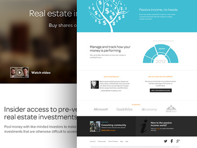 Homepage for Real Estate Marketplace blue clean homepage