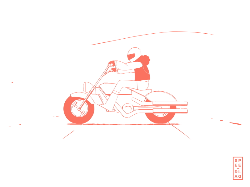 what a radical dame animated illustration animation 2d animation art chopper loop motorcycle moving illustration night red speedlag
