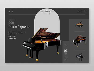 Écran 06 l Piano, in darkmode adobe photoshop darkmode design graphic design grey piano ui webdesign