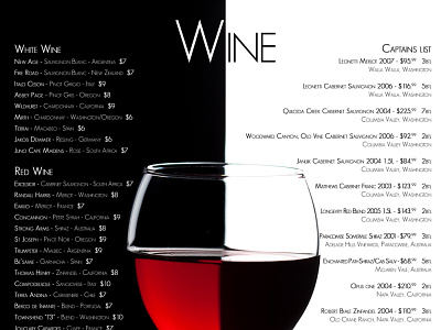 2012 Wine Menu - Print Design