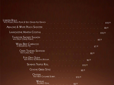 2012 Bar Bites Menu - Print bar menu print