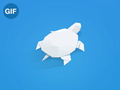 Tortoise animation gif icon origami paper tortoise