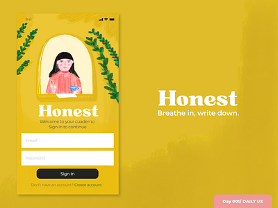 Honest app artwork cute dailyui dailyuichallenge design illustration signup ui uidesign