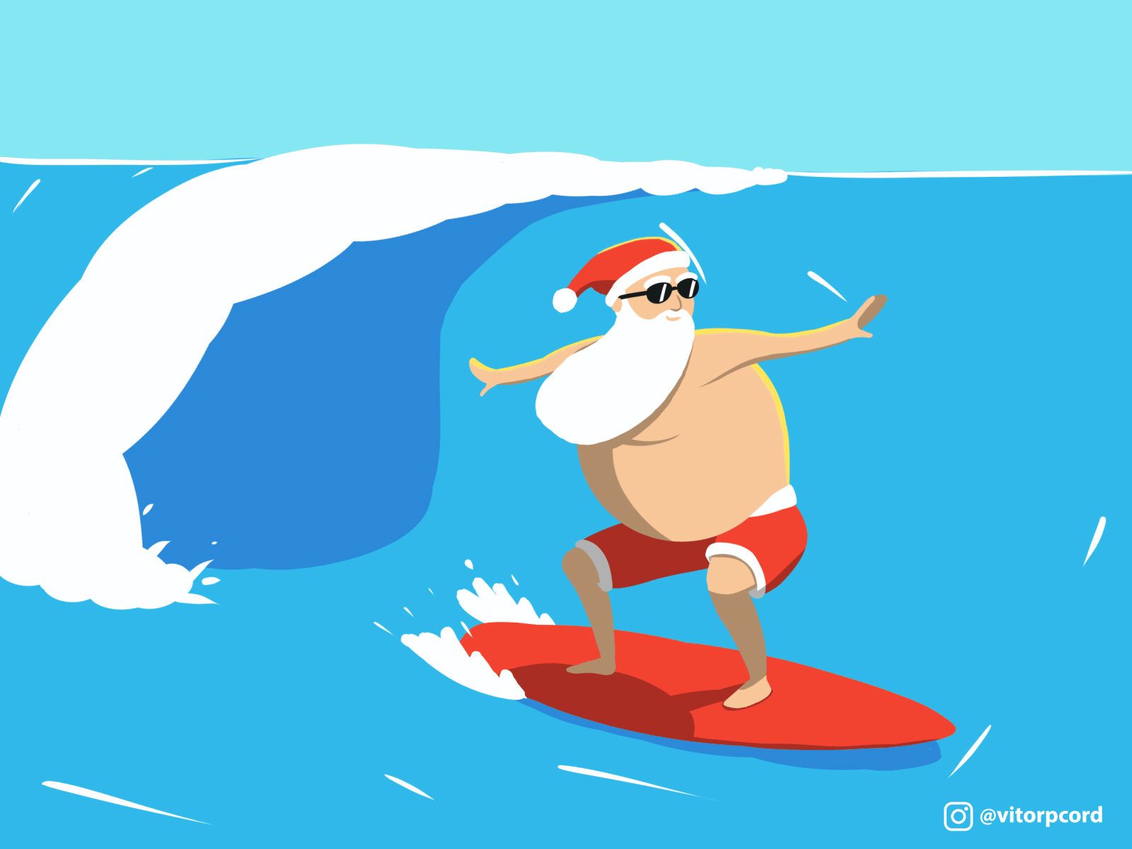 Tropical Santa after effects animation beach christmas gif illustration loop photoshop santa claus surf surfing tropical wave