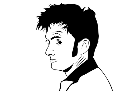 David Tennant black white design doctor who flat icon illustration line art portrait portrait art series