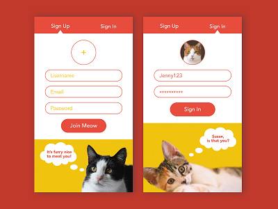Daily UI :: 001 app branding cat design flat funny kitten minimal typography ui ux vector