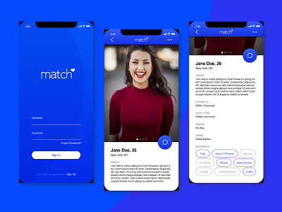 Daily UI : 006 app branding dating dating app design flat match typography ui vector