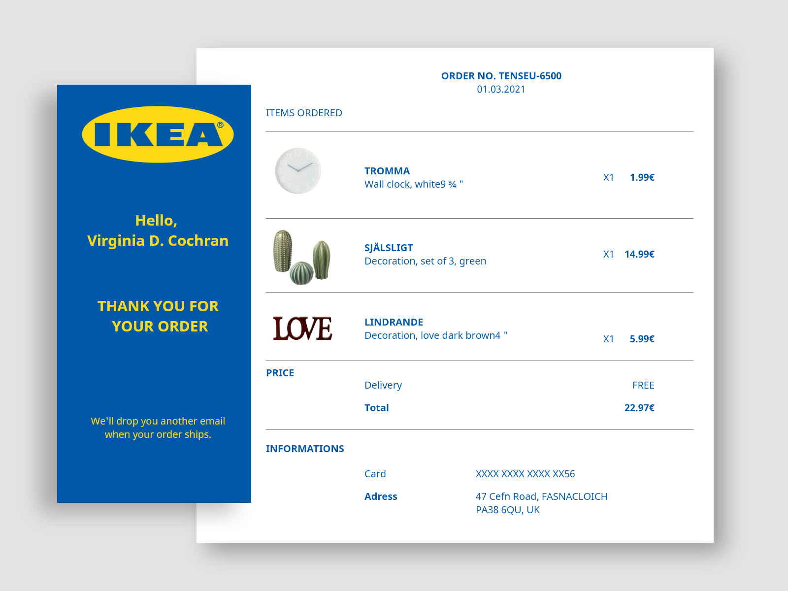 Ikea email receipt by Gurgac Beqa on Dribbble