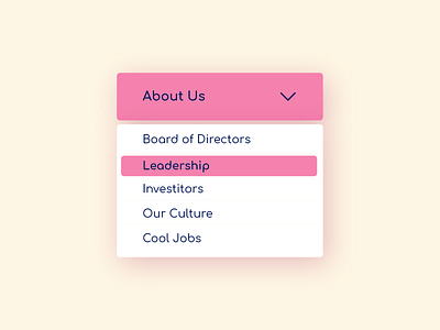 Dropdown Menu about us blue dailyui design drop pink ui web