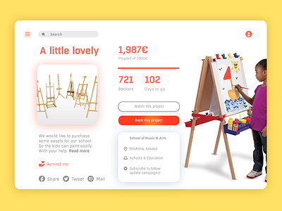 Crowdfunding Campaign @daily ui flat fundraiser ipad painting ui web