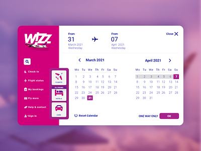 Calendar @daily ui @dailyui air airplane branding calendar calendar design color flat ipad travel web wizz