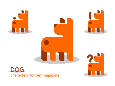 Characters for pet magazine dog logo character gif animation motion