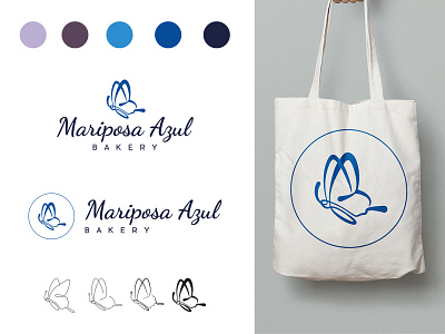 Mariposa Azul Bakery - Branding animal bakery blue branding butterfly food icon illustration insect line logo
