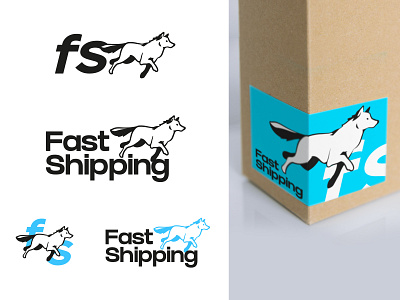 Fast shipping - Branding animal branding cyan dog fast illustration line logo packaging service shipping wolf