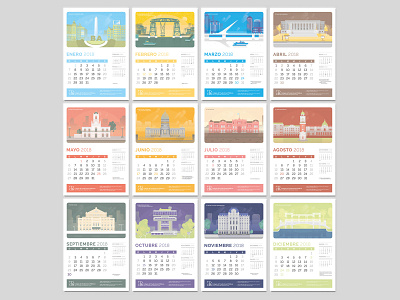 CTPCBA - Calendar 2018 argentina branding buenos aires building calendar colors digital art illustration postcard vector