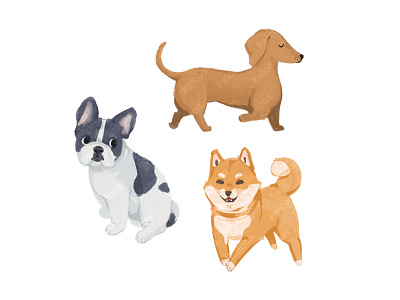 Dogs I cartoon cute deutschland digital art dogs frenchie illustration puppy shiba inu