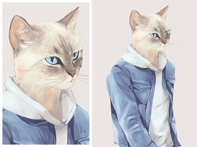 I'm a cat person cat digital art drawing fashion illustration mascot neko poster
