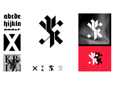 VR logo proposal branding cross design flat gothic identity logo modern tatoo typography