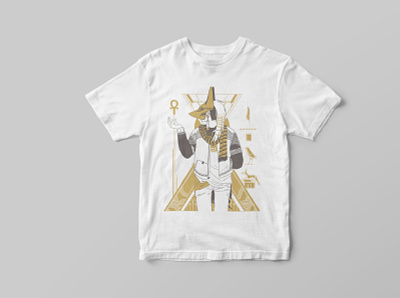 Anubis t-shirt anubis death digital art egypt fashion god gold hieroglyph illustration poster pyramid tshirt