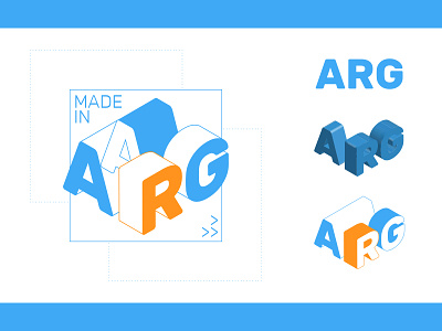 Made in Argentina arg argentina avatar blueprint box branding construction forum icon industry isometric logo made reddit round typography vector