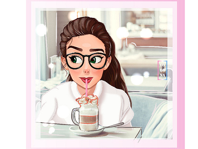 fashion illustration "girl and coffee"