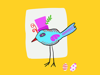 Crazy Bird design illustration procreate