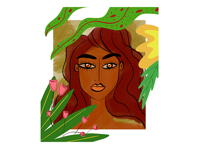 Morena flowers green illustration morena plants procreate tropical woman