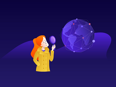 Avast illustration animation avast connection detective globe illustration magnifying glass privacy search security web world