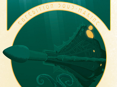 20 000 Leagues Under The Sea Art Nouveau Poster design digital art illustration illustrator nouvea photoshop poster art retro design