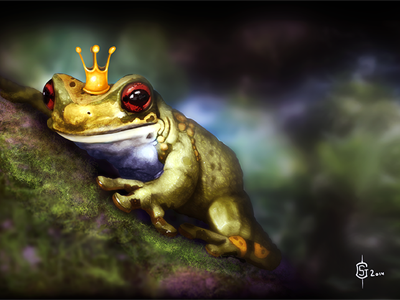 King Frog crown frog king nature painting