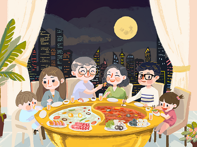 Happy Mid autumn character festival graphic illustration