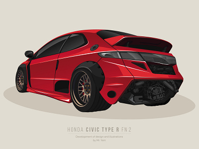 Honda Civic TYPE R fn 2 app car car app design digital digital 2d fan fanart honda illustartor illustration vector web