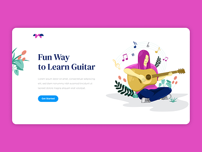 Header Illustration For guitar Lesson application buttons design icon illustration typography ui user interface ux vector