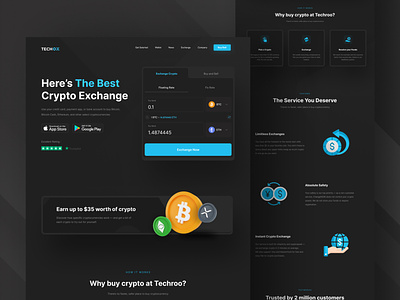 Crypto Exchange Website Design banner black blue crypto cryto exchange landing page ui ux web web design website