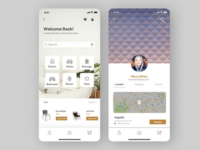 Furniture App Design app application blog box buttons chart cyberspace design element flat graphic interface kit layout mobile responsive user vignetting web website