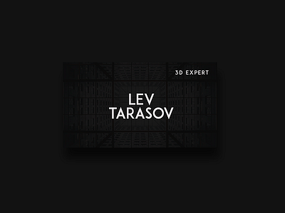 Lev Tarasov 3d art black bussines card design letter logo personal table visit card