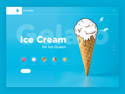 Ice Cream Shop Web Design blue design figma icecream illustration photoshop photoshop art ui web website