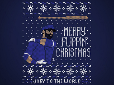 Joey To The World fresh brewed tees jose bautista mlbpa pixel art toronto ugly christmas sweater