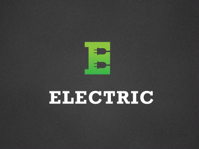 Electric logo idea electric green logo negative plug power slab serif space