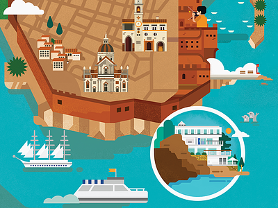 Dubrovnik Map Illustration dubrovnik illustration island map