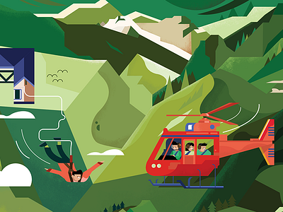 Queenstown Map Illustration bungee helicopter illustration map queenstown