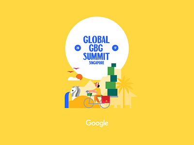 Global GBG Summit Singapore 2017 graphics illustration kampung merlion retro singapore vector yellow