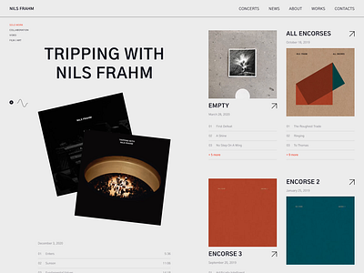 Nils Frahm Work album album cover concept cover design music ui website