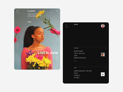 Pip Millett Tablet albums artist author concept cover design flowers millett minimal music tablet ui