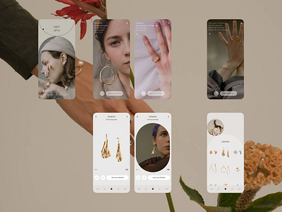 Qari Qris App app camera concept earring face gold hand drawn ios jewelry mask online shop online store ring shop silver ui