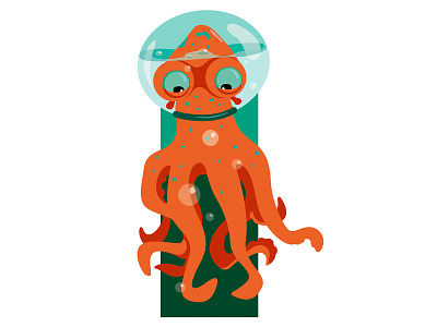 Octopus in the aquarium flat illustration vector